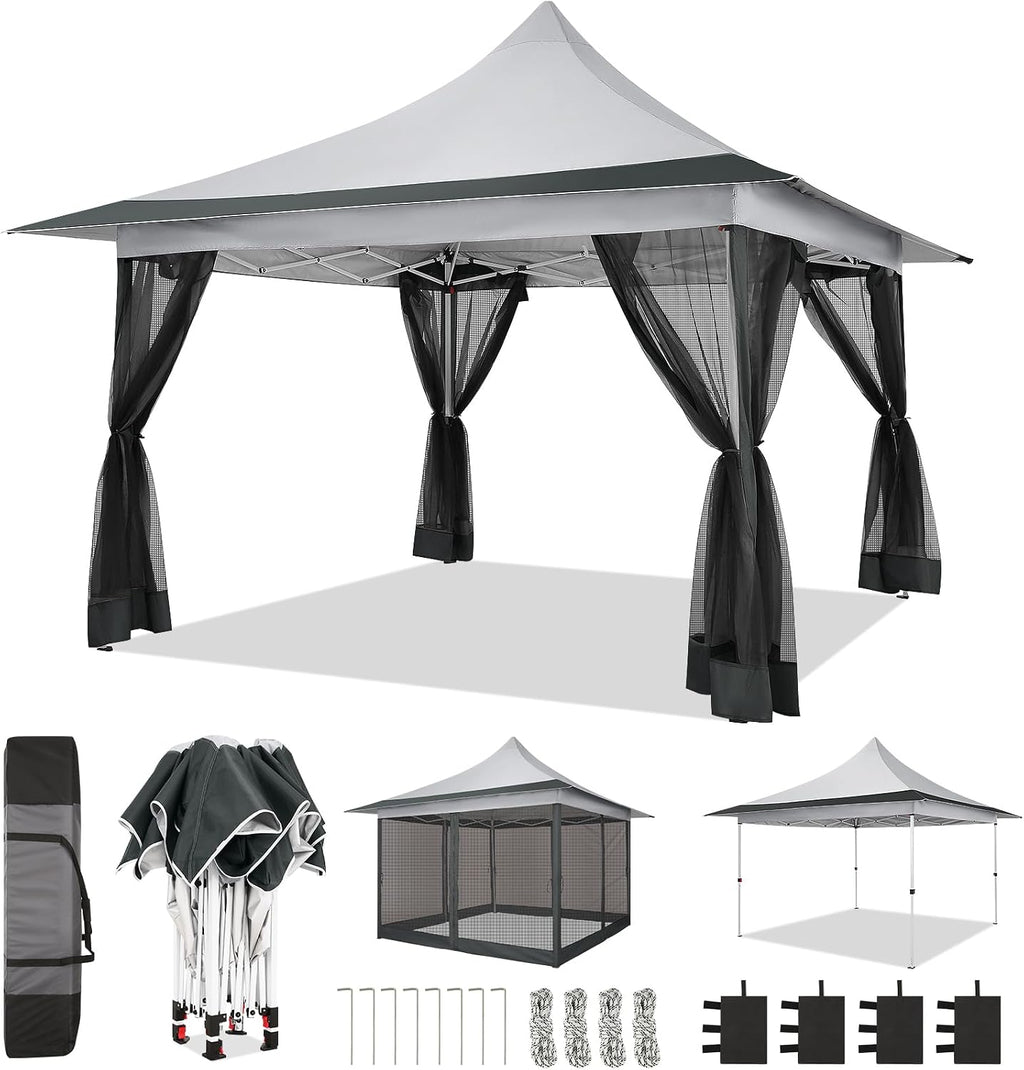 COBIZI 12x12 Pop up Gazebo on Clearance, Outdoor gazebo, with Mosquito Netting&Waterproof Roof, Canopy Tent,carpas para patio,Patio Gazebo, toldos para patio exterior,Portable gazebo for Backyard,Gray