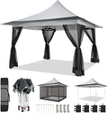 COBIZI 12x12 Pop up Gazebo on Clearance, Outdoor gazebo, with Mosquito Netting&Waterproof Roof, Canopy Tent,carpas para patio,Patio Gazebo, toldos para patio exterior,Portable gazebo for Backyard,Gray