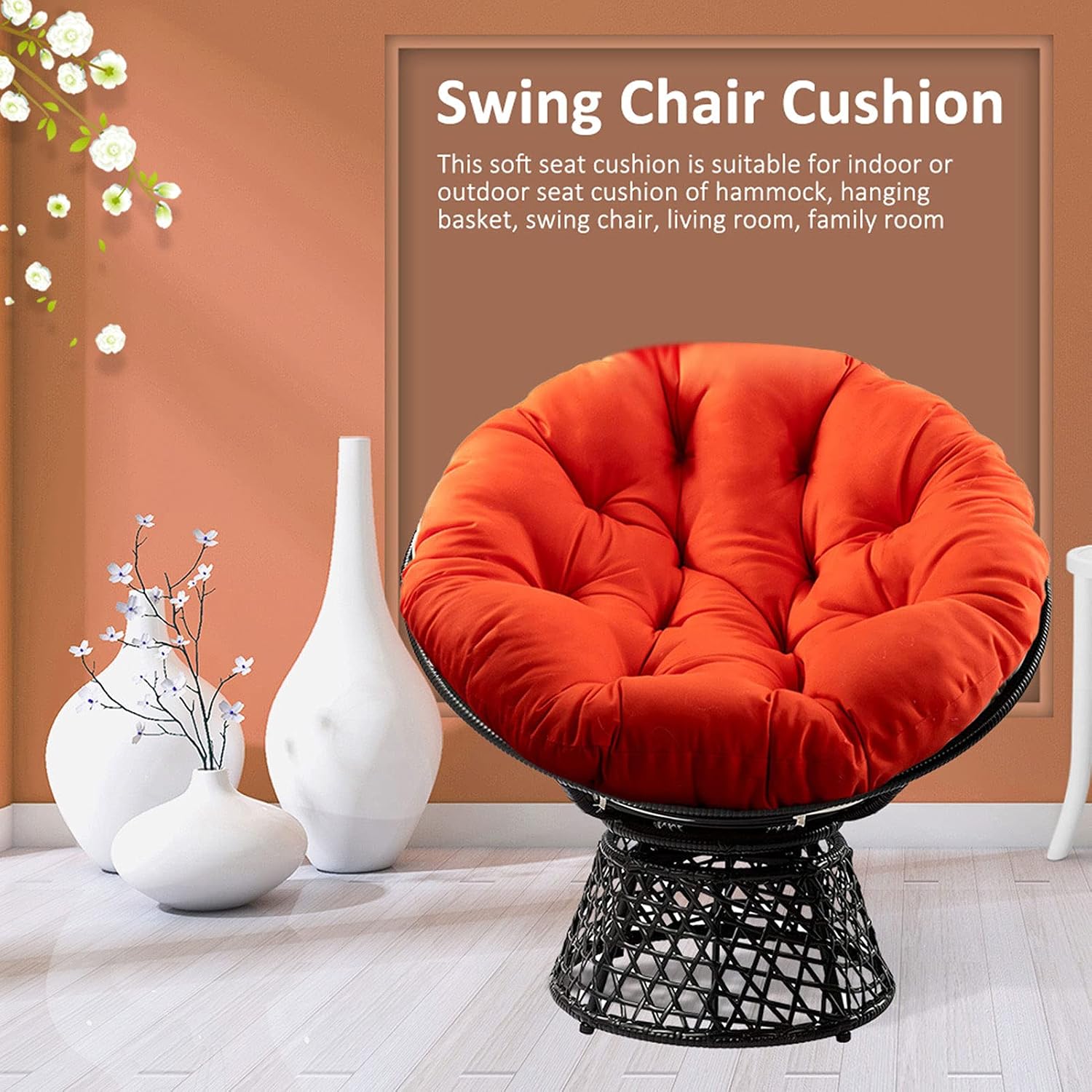 Diumy Rocking Chair Pads,Hanging Hammock Chair Cushions,Fluffy Thicken with Pillow Egg Chair Pad-Swing Hanging Basket Seat Cushion for Garden Indoor Outdoor-A 100 * 85cm