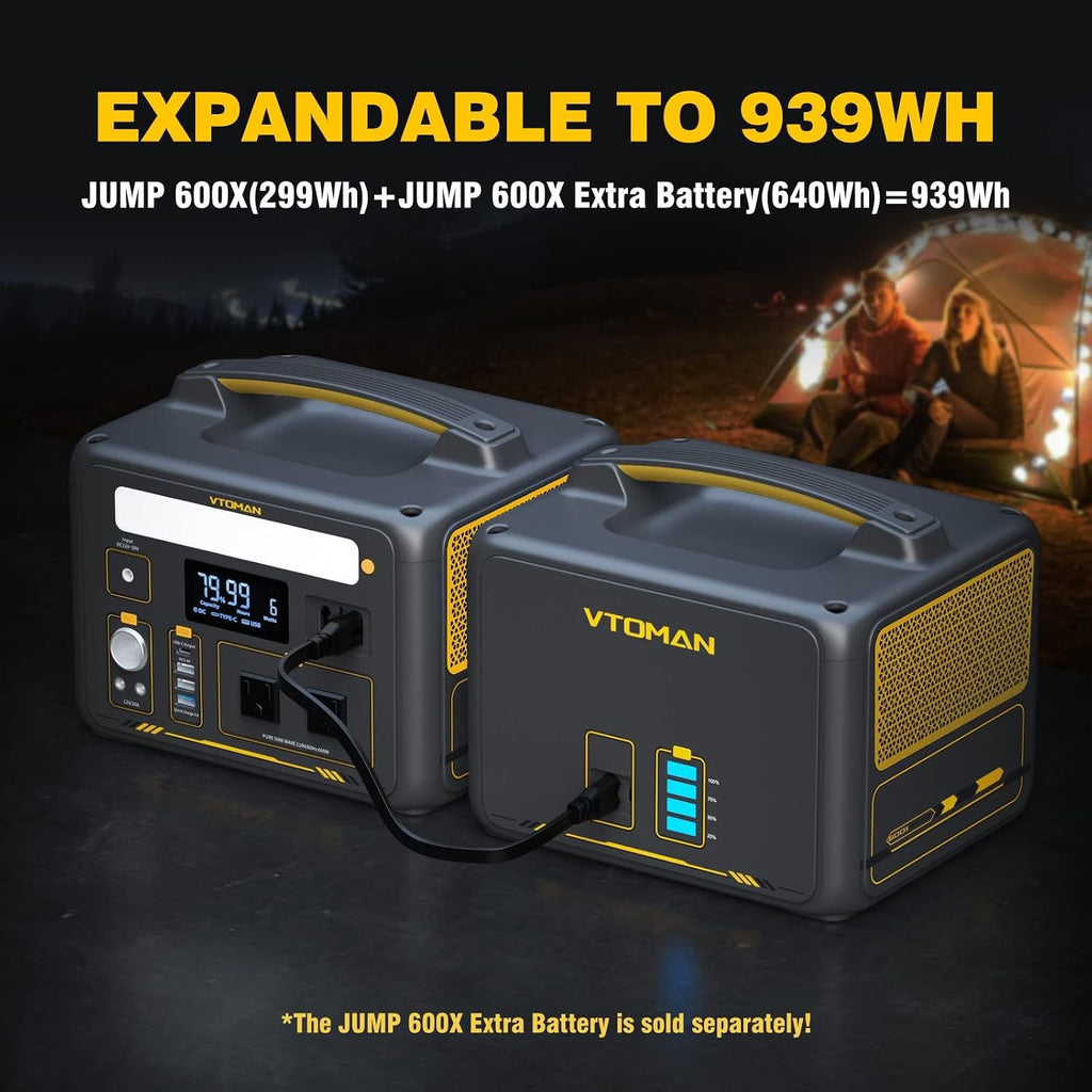 VTOMAN 939Wh Portable Power Station Bundle with Extra Battery & 200W Solar Panel Included - Up to 1200W Solar Power Generator for Home Backup, Off-grid, Road Trip, RV, Camping, Fishing, Emergencies