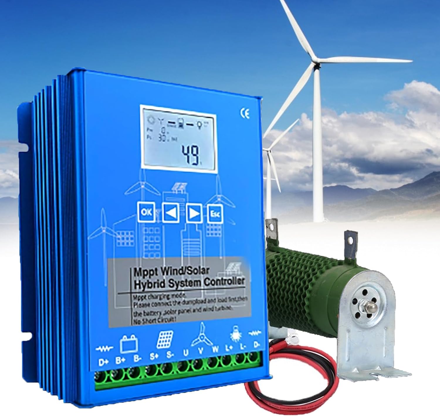 15000W Wind Solar Hybrid Charge Controller - 24V/48V Auto, MPPT Boost Charge Regulator with LCD Display and Dump Load ,24V/48V