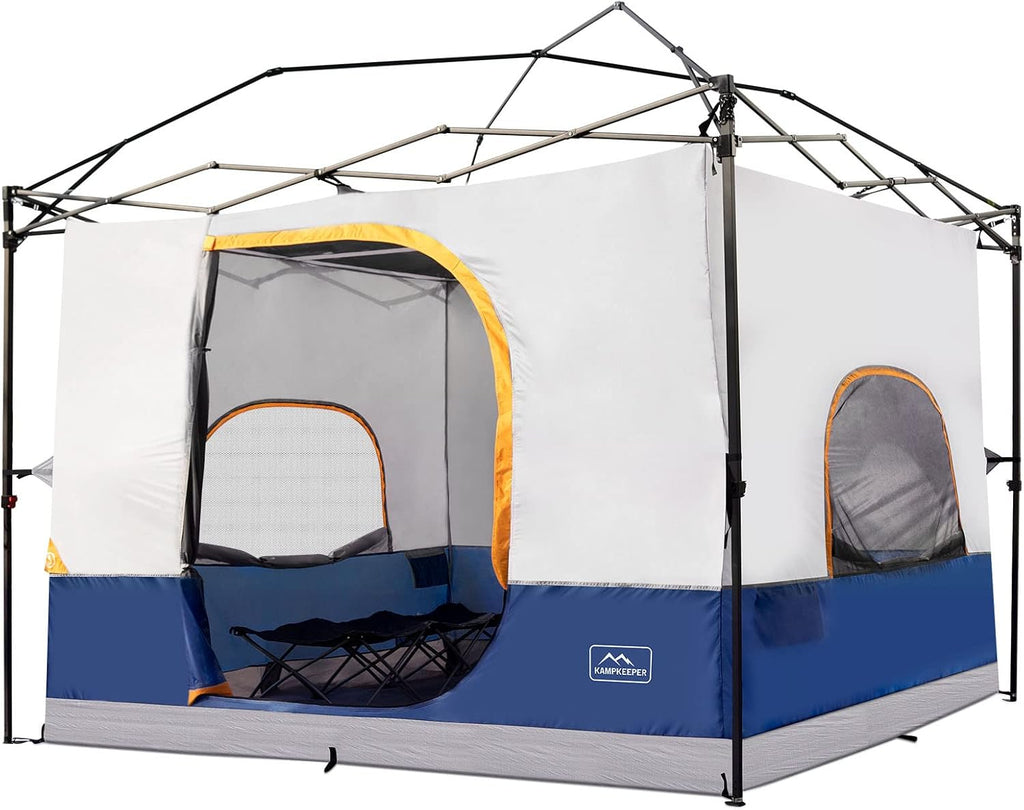 KAMPKEEPER Camping Inner Tent for Pop Up Canopy, Converts 10'x10' Straight Leg Canopy into Camping Tent–Fully Vented Roof(Top & Frame NOT Included) (Navy Blue, Classic)