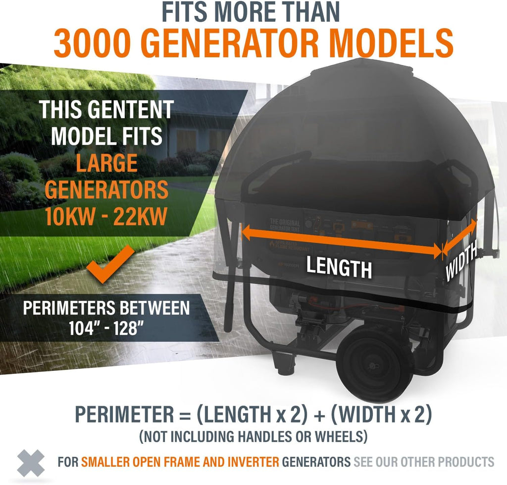 GenTent XL Open Frame Running Cover – Universal Kit Generator Tent for Larger Generators (Black, XL - Extreme)