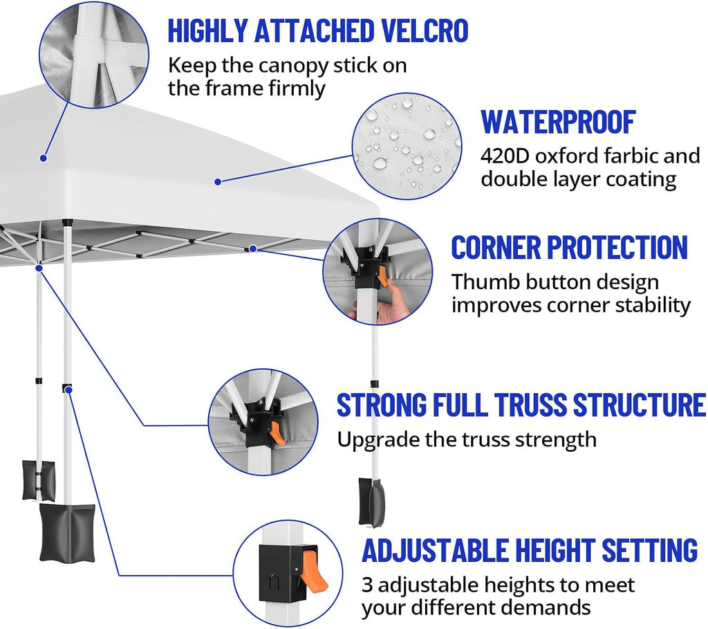 10x20 Pop Up Canopy Tent with 6 Sidewalls Waterproof Outdoor Party Tent Canopy Tents with Adjustable Height Commercial Event Gazebo for Backyard Wedding, Parties