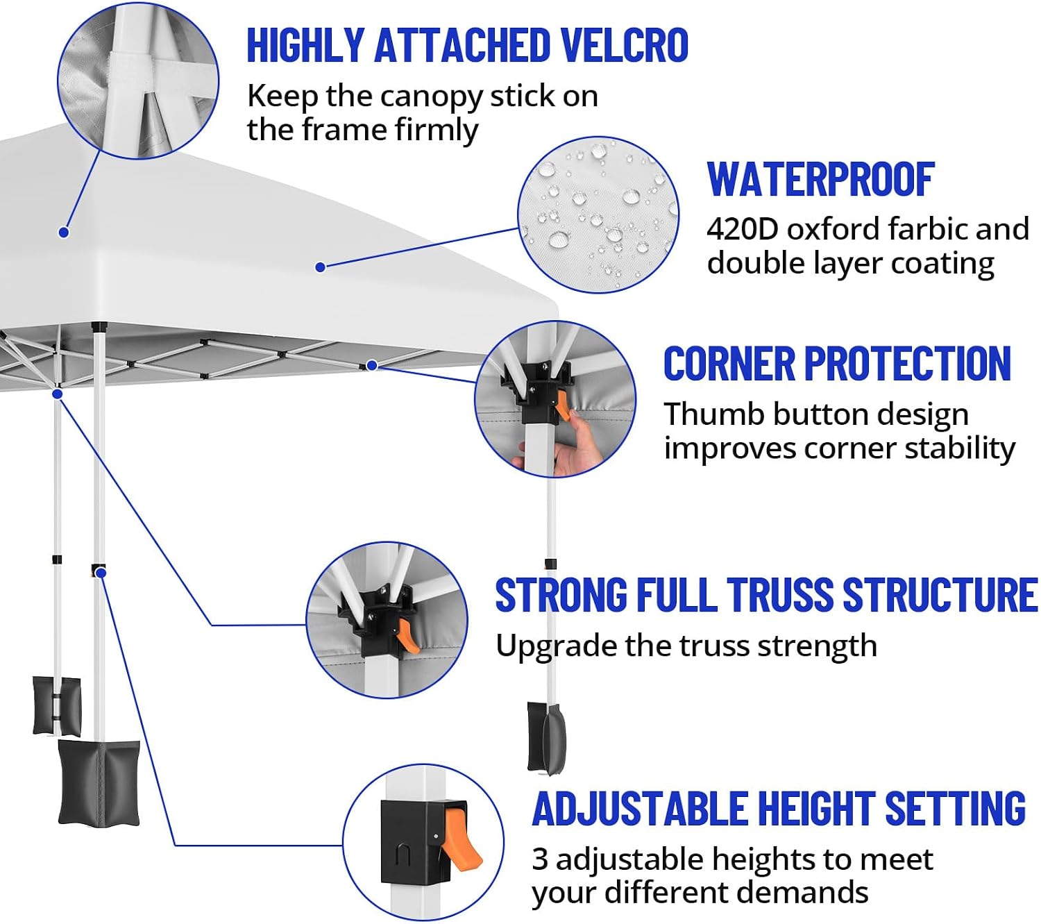 10x20 Pop Up Canopy Tent with 6 Sidewalls Waterproof Outdoor Party Tent Canopy Tents with Adjustable Height Commercial Event Gazebo for Backyard Wedding, Parties