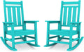 KINGYES Oversized Outdoor Rocking Chair Set of 2, All-Weather Patio Rocking Chairs for Porch, HDPE Outdoor Patio Rockers with High Back & Wide Seat for Garden, Lawn, Aruba