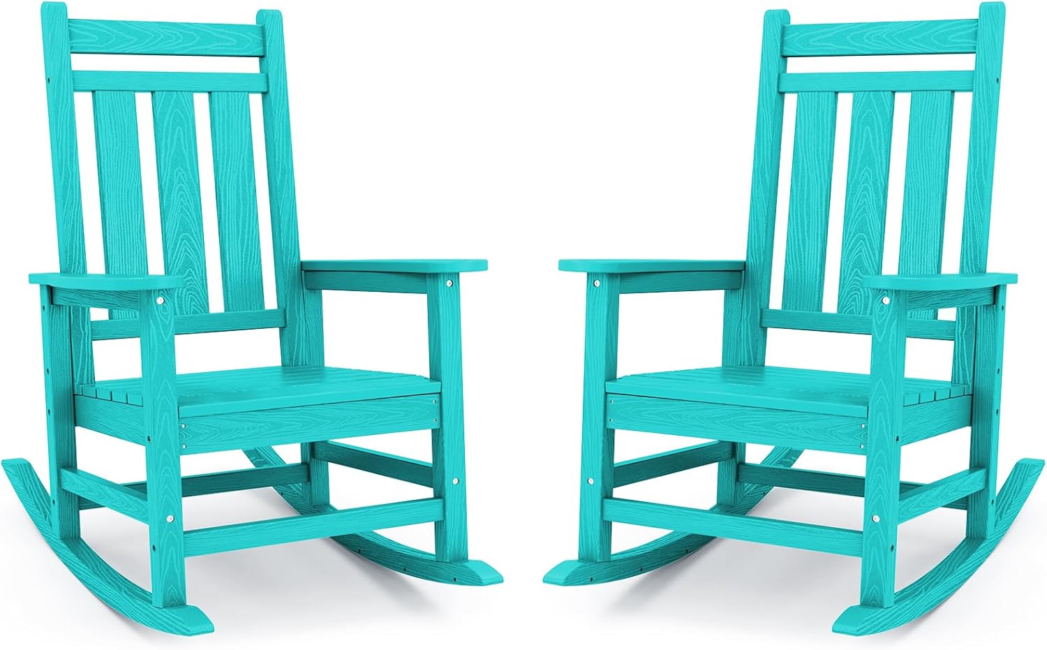 KINGYES Oversized Outdoor Rocking Chair Set of 2, All-Weather Patio Rocking Chairs for Porch, HDPE Outdoor Patio Rockers with High Back & Wide Seat for Garden, Lawn, Aruba