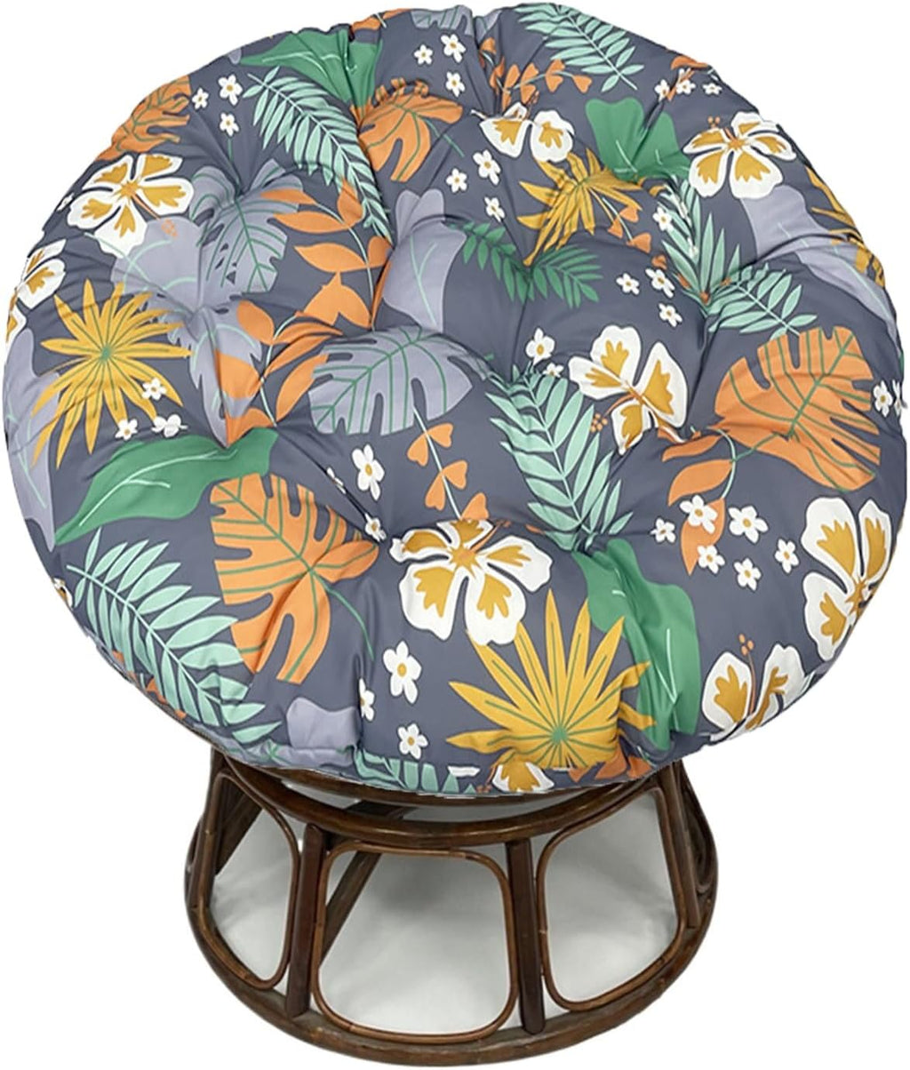 Ergonomic Wicker Papasan Chair Cushion, Round Papasan Swivel Chair Cushion, Rocking Chair Cushion for Outdoor Indoor(Flowers,51 * 51 in)