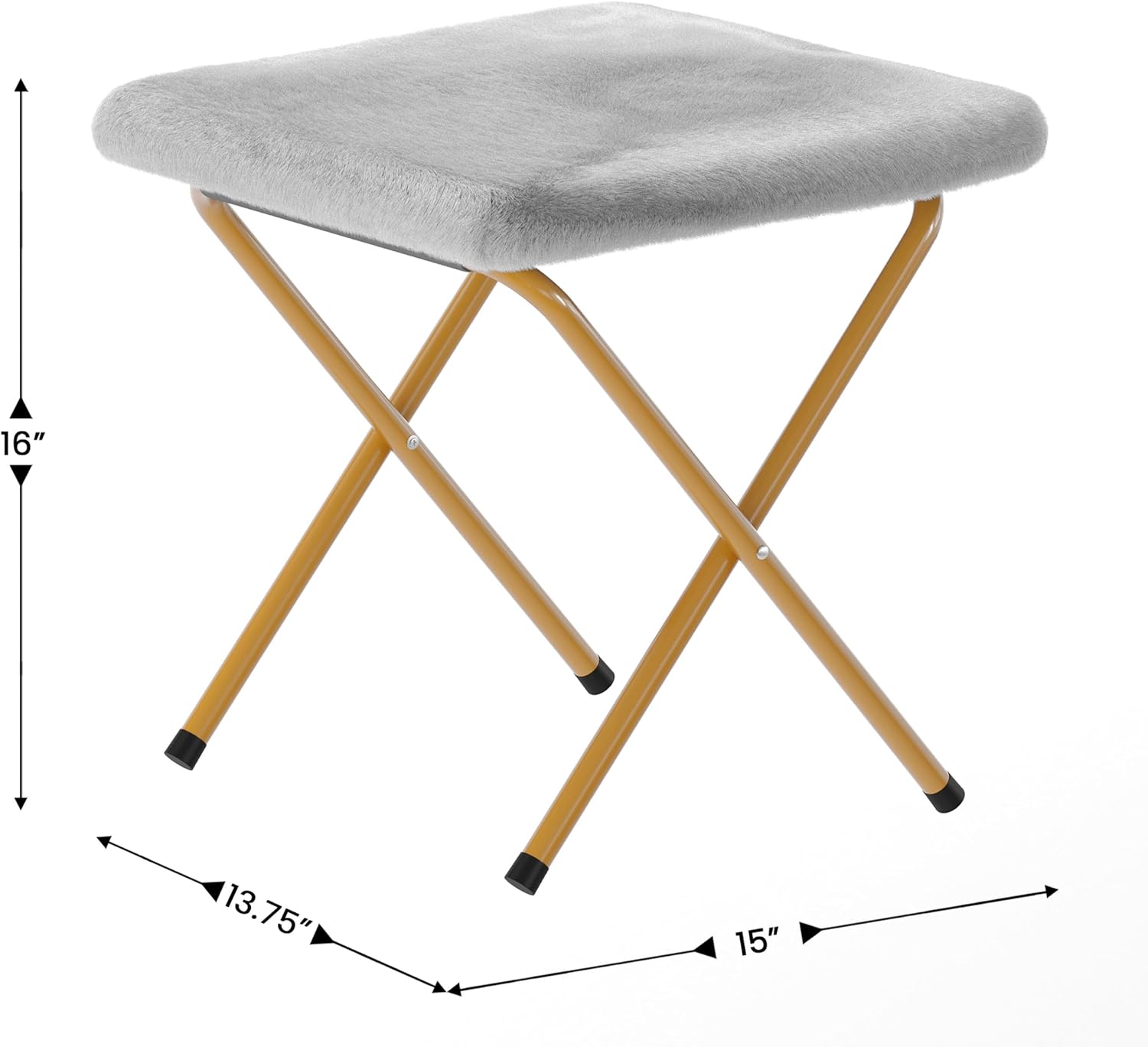 Flash Furniture Gwen Oversize Folding Saucer Chair with Ottoman, Faux Fur Moon Chair, Durable Steel Frame, for Dorm and Bedroom, 38', Gray/Soft Gold