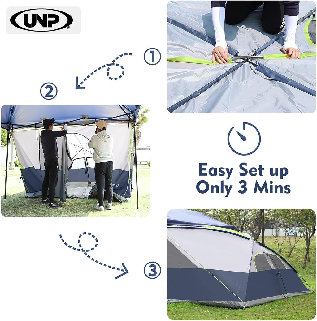 UNP Canopy Side Tent, Camping Cube Tents for Pop Up Canopies,Easy Up Side Tents for 4-Person, Fit with 10'x10' Outdoor Canopy Tent (Dark Blue)
