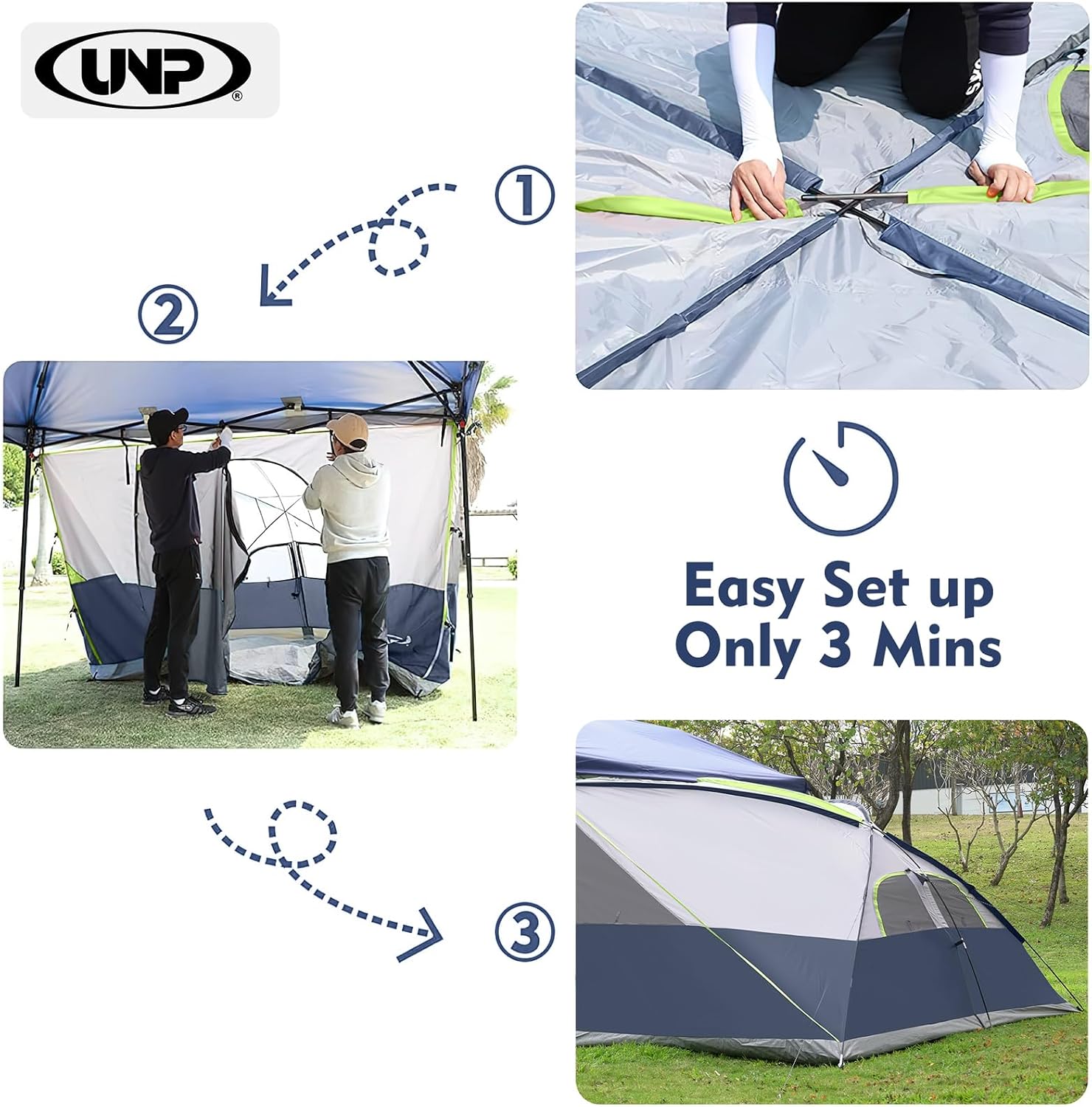 UNP Canopy Side Tent, Camping Cube Tents for Pop Up Canopies,Easy Up Side Tents for 4-Person, Fit with 10'x10' Outdoor Canopy Tent (Dark Blue)