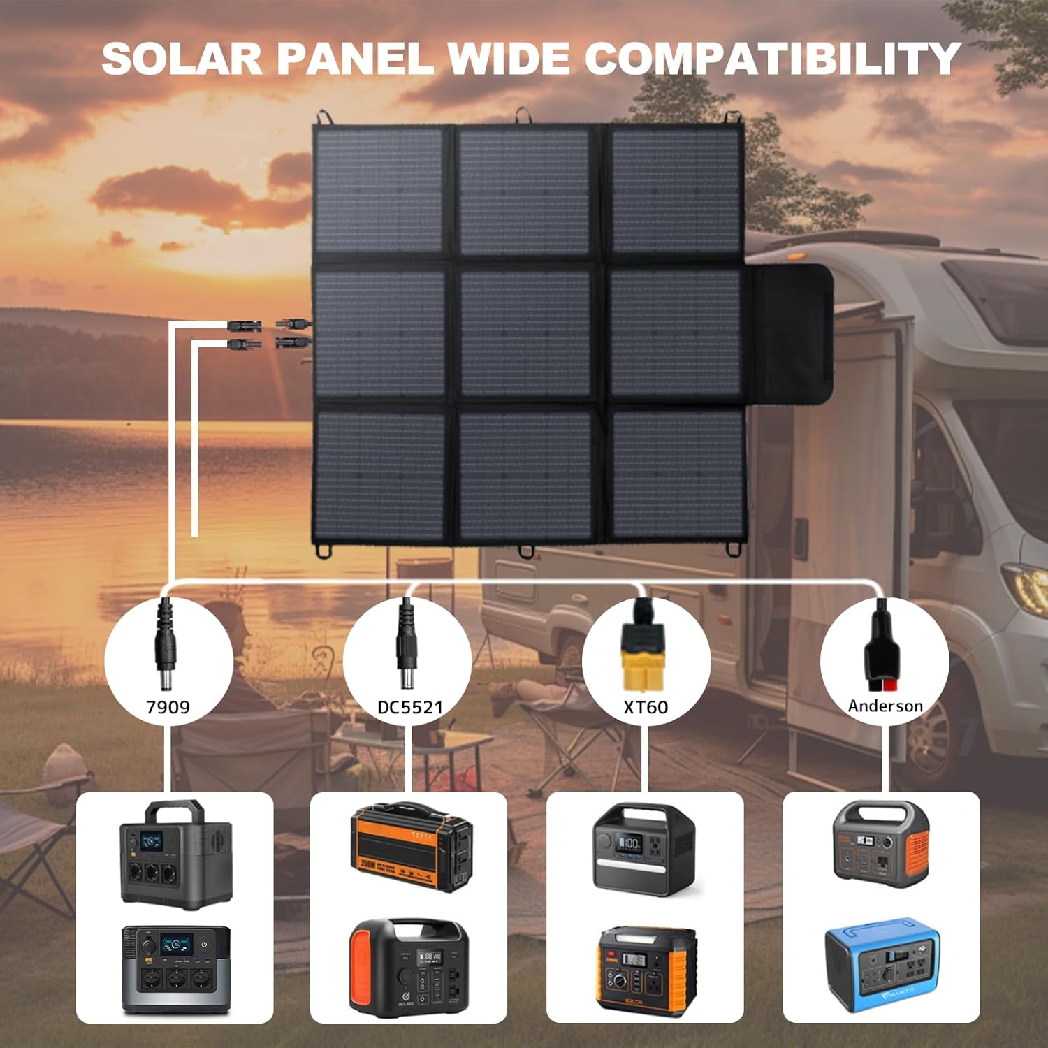LVYUAN 200W Portable Solar Panel, 24V Foldable Blanket Solar Panel IP64 P-PERC, Upgraded 23% Efficiency for Solar Power Station Generator for Outdoor Camping with Anderson Plug, 12 Pounds