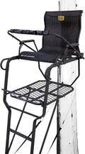 Hawk 21' Sasquatch 1.5-Man Ladder Stand | Durable Hunting Archery Steel 1 Person Tree Stand with Flip Up Chair, Hercules Cross Grip Safety System