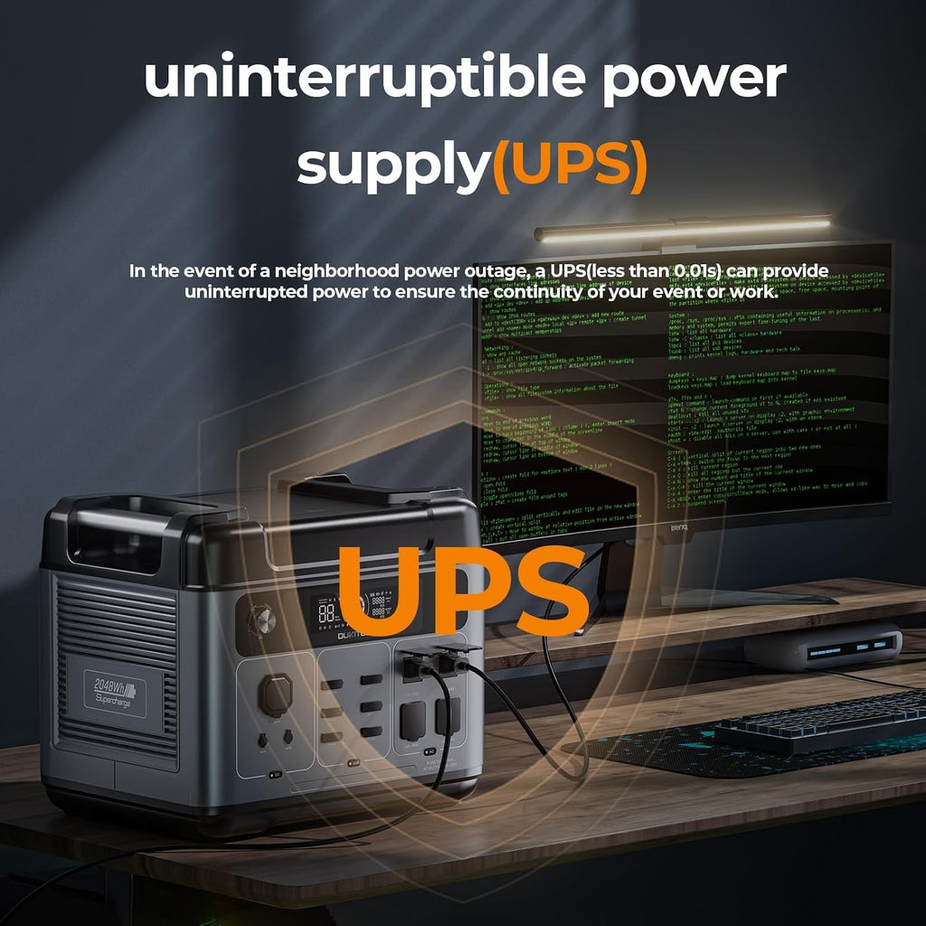 OUKITEL P2001 Plus 2400W Solar Generator with 100W Solar Panel, 2048Wh Solar Power Station with 4 AC Outlets(5000W Peak), 1.5H Full Charging, APP Control Battery Backup for Home, Camping & RVs