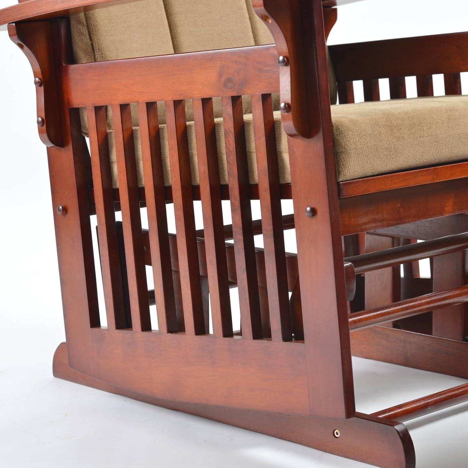 Glider Rocking Chair Nursery with Ottoman Smooth Rocking Motion, Easy to Assemble, Solid Hardwood Base Indoor Adult (Coffee)