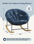 Kidirect Wide Rocking Chair Nursery, Comfy Saucer Nursery Rocking Chairs with Removable Cushion, Indoor Papasan Nursing Chair for Breastfeeding, Mecedora para Adultos for Living Room & Bedroom (Blue)