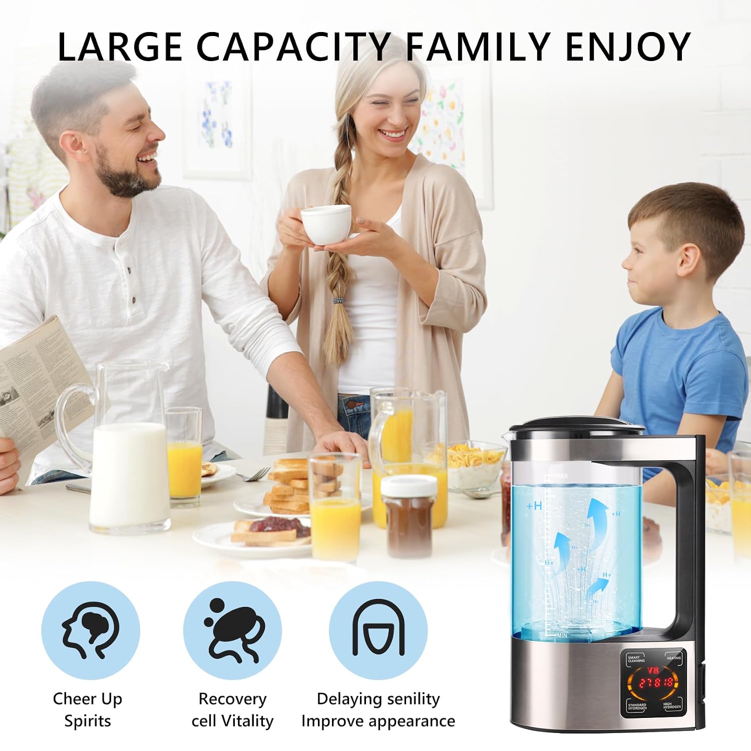 Hydrogen Water Machine Generator | 1800 PPB High Concentration, Portable Hydrogen Water Maker with SPE and PEM Technology for Home, Gym & Travel, Alkaline pH Balance Technology