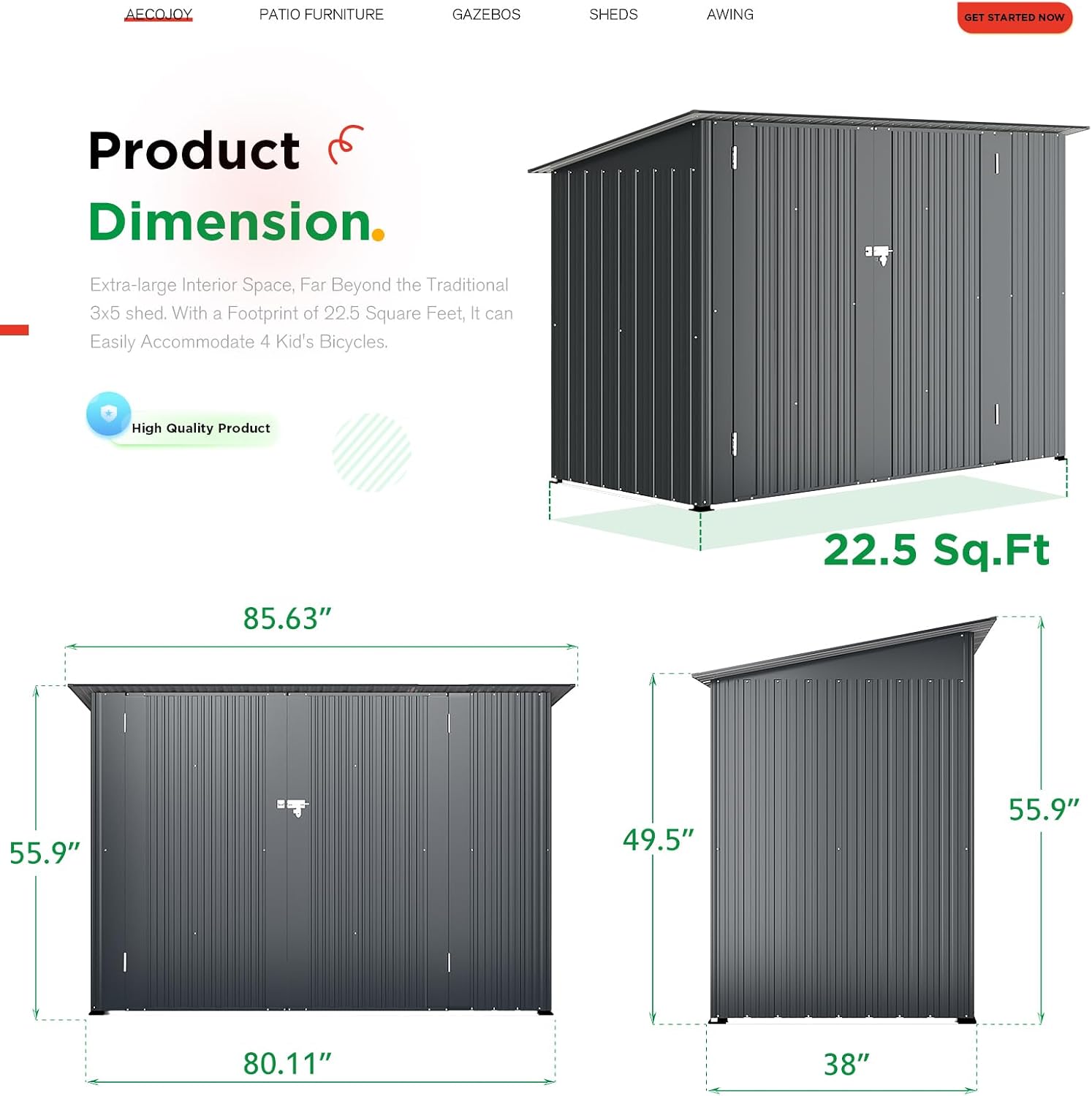 AECOJOY 3'x6' Outdoor Storage Bike Shed, Small Metal Garden Outdoor Storage Cabinet Sheds & Outdoor Storage Clearance, Lean to Tool Garden Shed for Outside