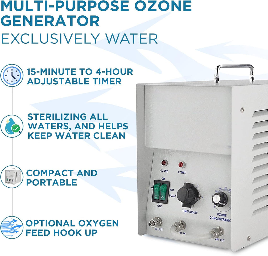 MP-3000 Ozone Generator, Light-Duty Ozonator, for Water-use with Optional Oxygen Hookup, up to 3000 mg/hr, with Timer Function