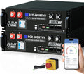 ECO-WORTHY 48V 200Ah LiFePO4 Lithium Battery (2 Pack 48V 100AH) w/Bluetooth | UL1973 & UL9540A & CEC Listed | 10.24KWh Server Rack Battery for Solar Energy Storage, Home Backup Power