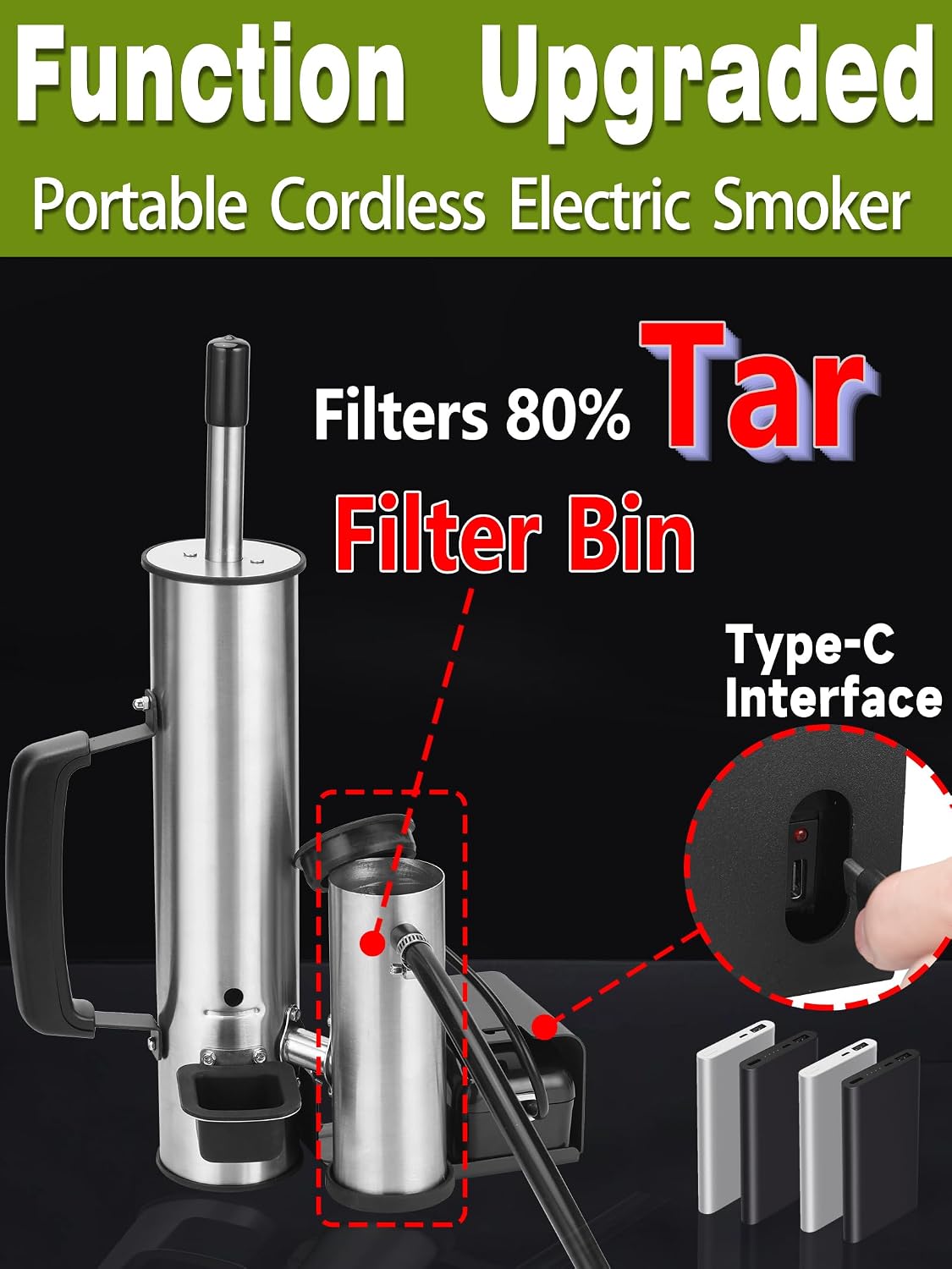 Advanced Smoke Tube for Pellet Smoker, Cold Smoker Generator for Gas Grilling, Cordless Electric Cold/Hot Smoker Generator, Bonus Magnetic Smoking Guide, Fits Any Grill - Perfect Gifts for Men/Fathers