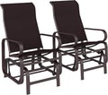 Outsunny Outdoor Glider Chair Set of 2, Gliders for Outside Patio with Smooth Gliding Mechanism and Lightweight Construction for Backyard, Brown