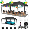COBIZI 10x20 Pop Up Canopy Tent One Push Setup UV Protection 50+ Waterproof Party Tents for Parties Wedding Outdoor Commercial Event Gazebo Portable Instant Tent for Backyard Camping Carport,Black