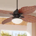 Casa Vieja 60' Casa Oak Creek Tropical Outdoor Ceiling Fan with LED Light Oil Rubbed Bronze Walnut Solid Wood Blades White Glass Bowl Damp Rated for Cottage Core Patio Exterior House Porch Barn