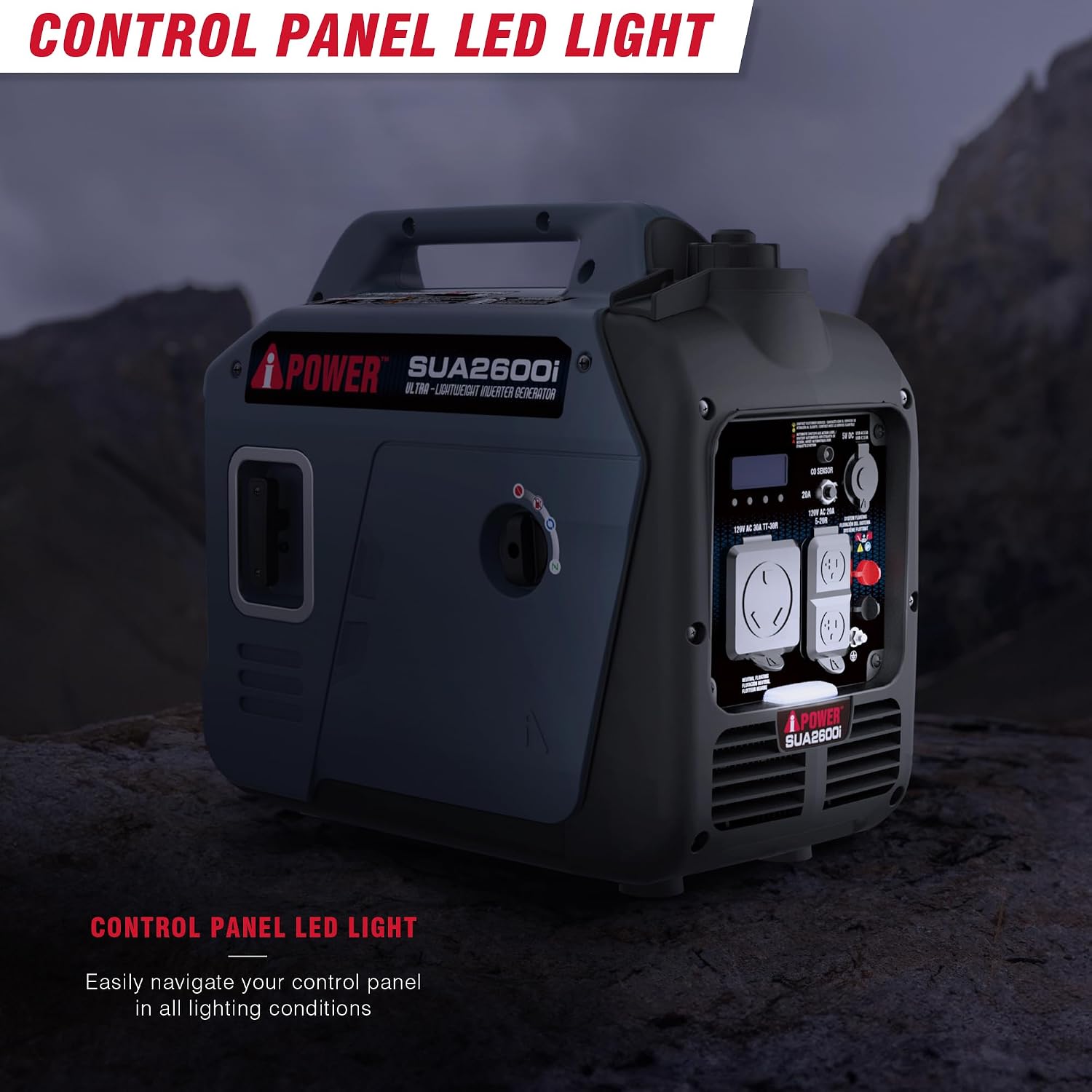 A-iPower Quiet Inverter Generator, 2600W RV Ready, EPA & CARB Compliant CO Sensor, Portable Ultra-Light Weight For Backup Home Use, Tailgating & Camping (SUA2600i)