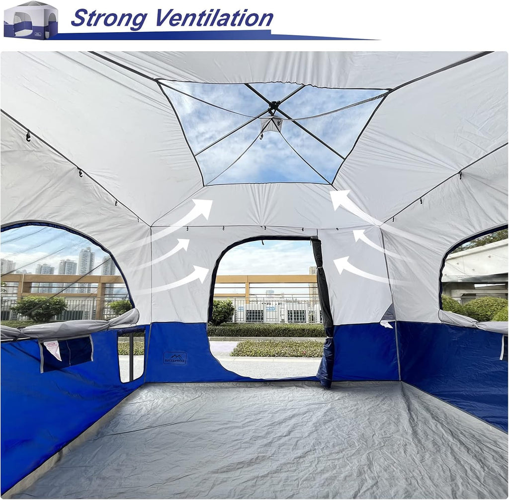 KAMPKEEPER Camping Inner Tent for Pop Up Canopy, Converts 10'x10' Straight Leg Canopy into Camping Tent–Fully Vented Roof(Top & Frame NOT Included) (Navy Blue, with Dog Hole)