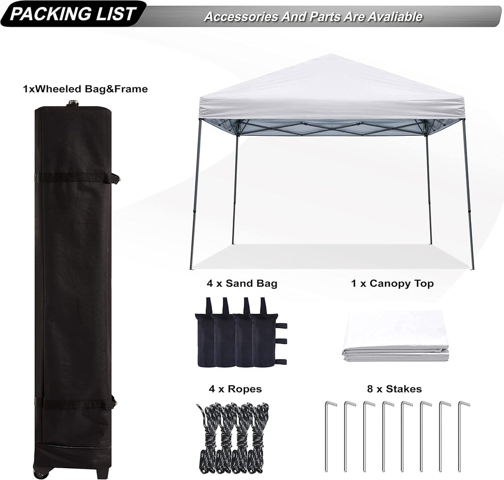 ABCCANOPY Stable Pop up Outdoor Canopy Tent 8 x 8 ft Base / 6 x 6 ft Top, White