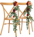 10pcs Wedding Chair Decorations Aisle Floral Swag Artificial Pew Flowers Hanging Garland Burgundy & Orange for Ceremony Reception Church Rose Floral Faux Arrangement Party Outdoor Garden Decor