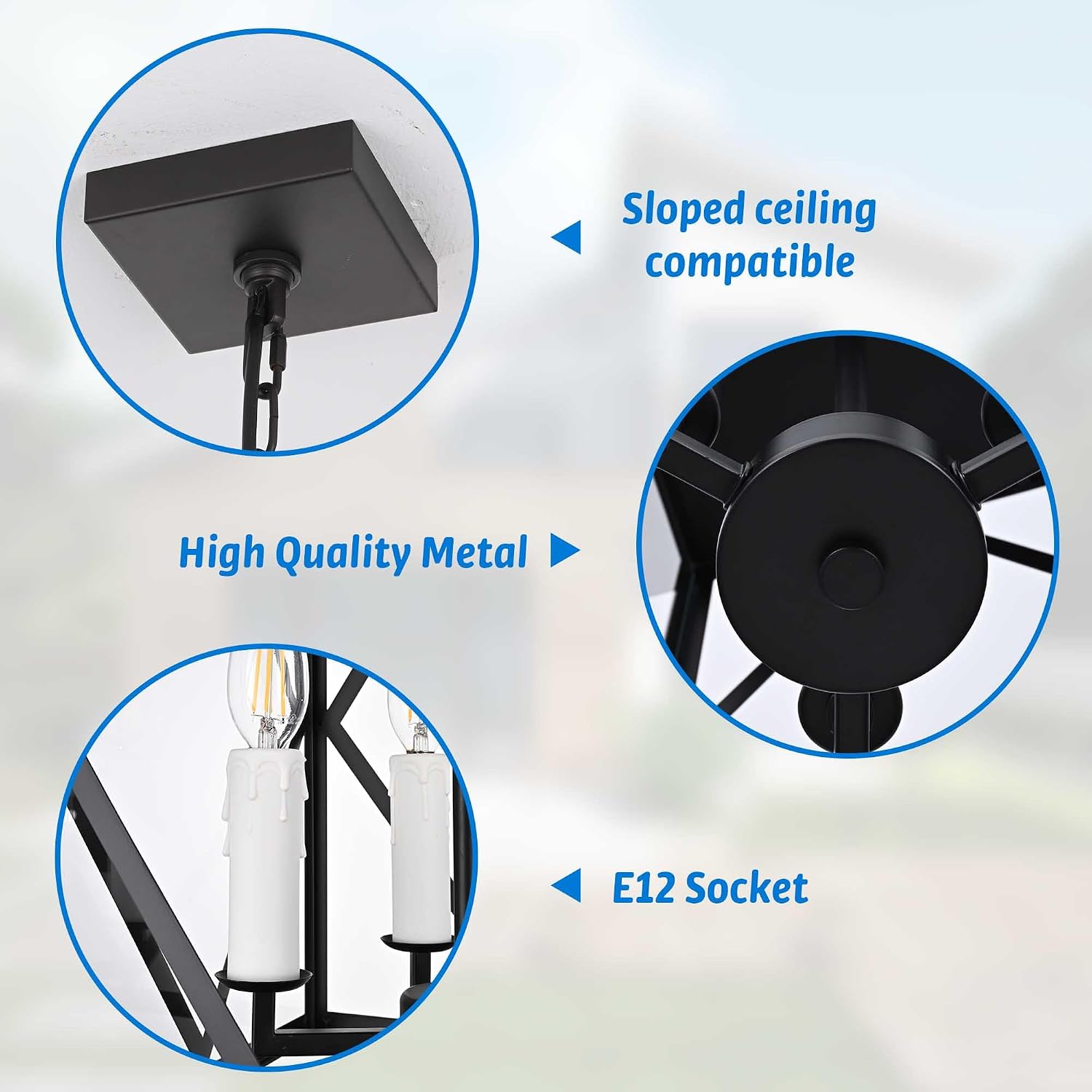 3 Light Outdoor Pendant Lights for Porch, 15.7'' Waterproof Exterior Hanging Porch Lights Ceiling Mount Outdoor Chandelier with Clear Glass for Front Porch Gazebo Patio, White Socket
