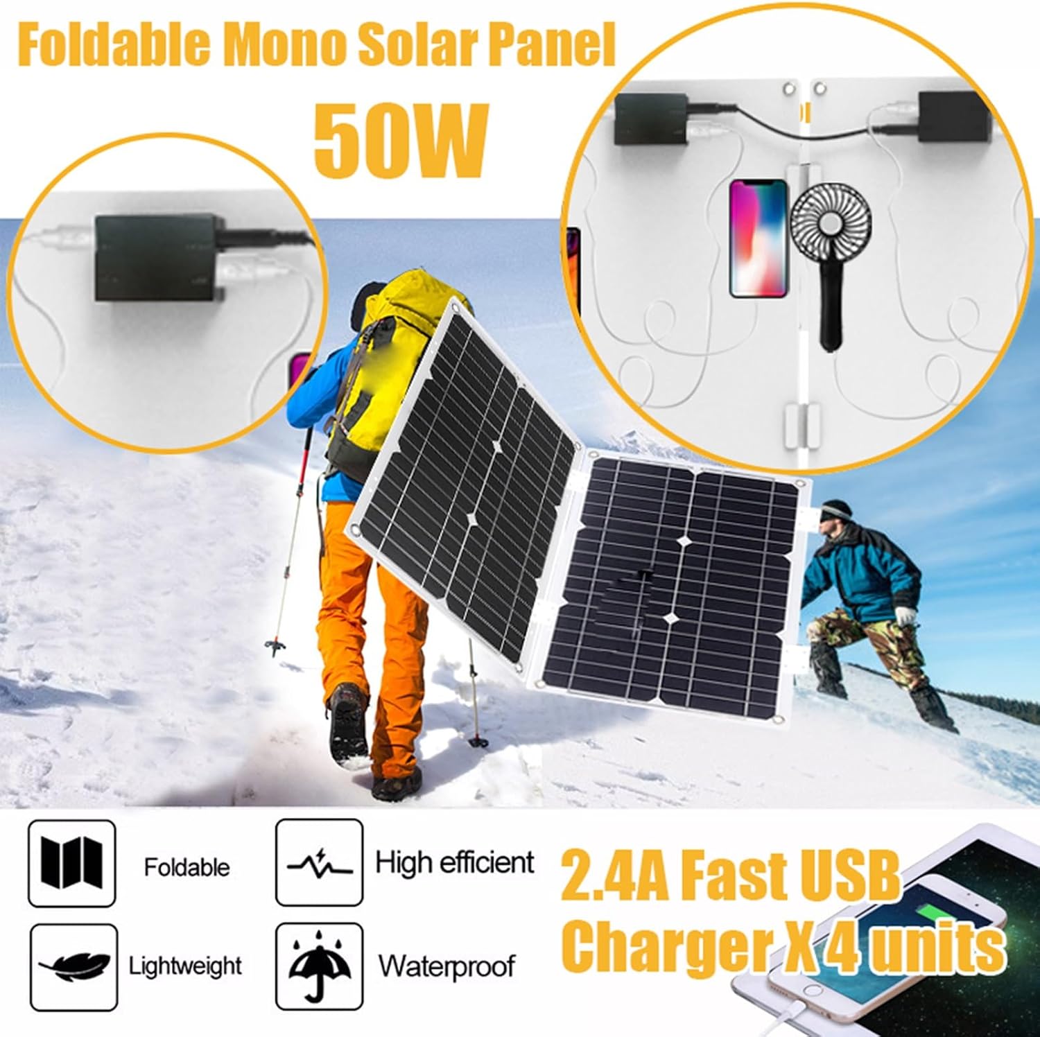 Solar System Kit 3000W/4000W 12V to 110V/220V Inverter Solar Panel Kit 50A Controller + 50W18V Foldable Solar Panel Home Grid System Solar Generator(800W,12V-220V)