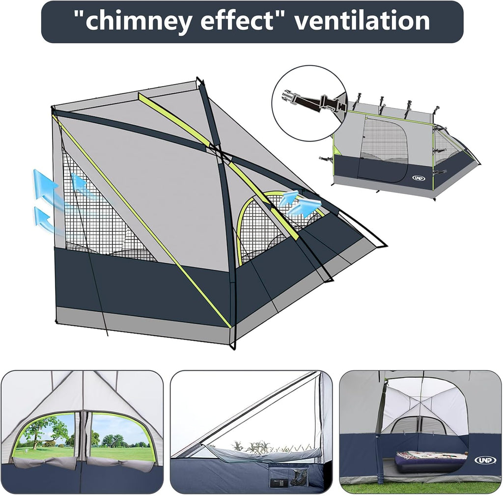 UNP Canopy Side Tent, Camping Cube Tents for Pop Up Canopies,Easy Up Side Tents for 4-Person, Fit with 10'x10' Outdoor Canopy Tent (Dark Blue)
