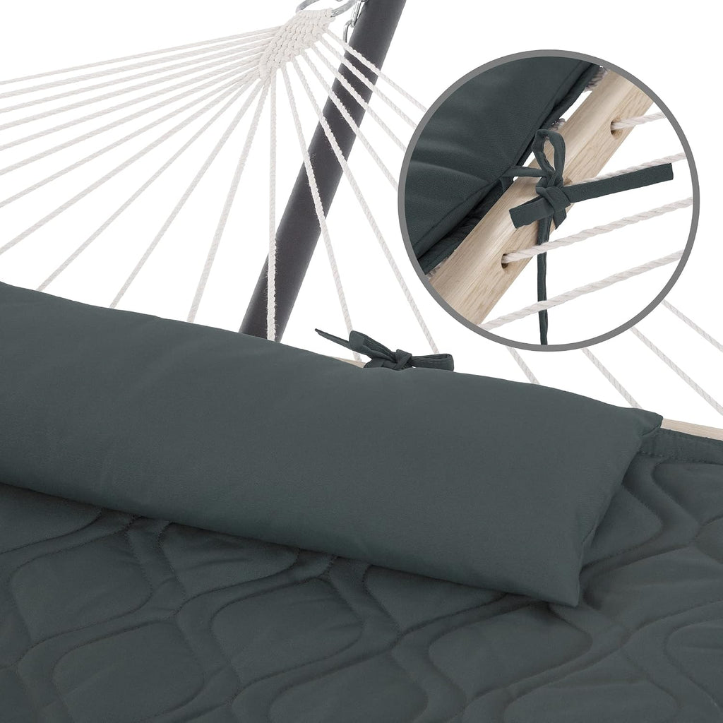 SUNCREAT Patio Portable Hammock with Stand, Carrying Bag, Outdoor Double Hammock with Stand Included, Gray Green Drops