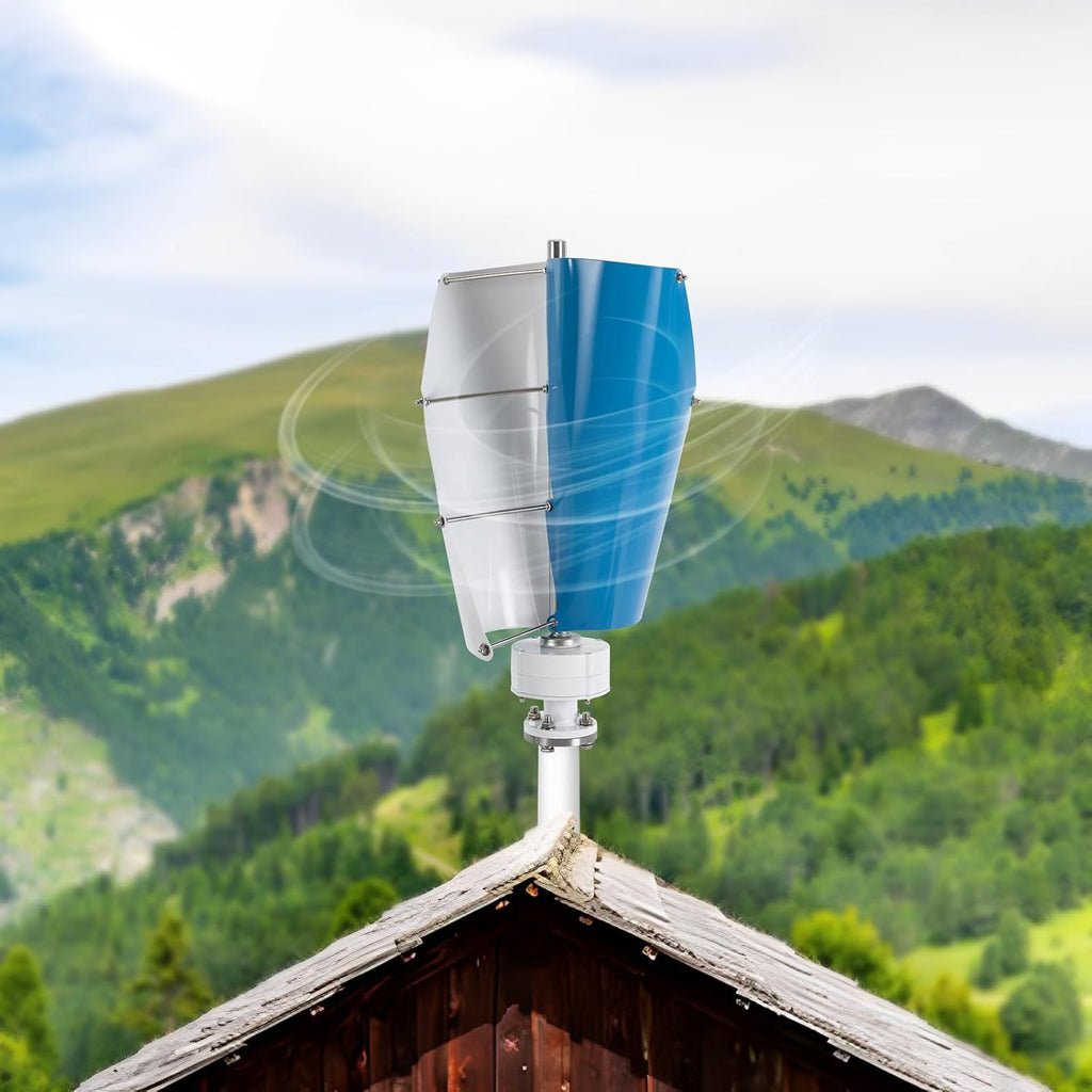 500W Wind Turbine Vertical Spiral Design Efficient Compact Low Noise Wind Generator for Off Grid Home Cabin Street Light Use