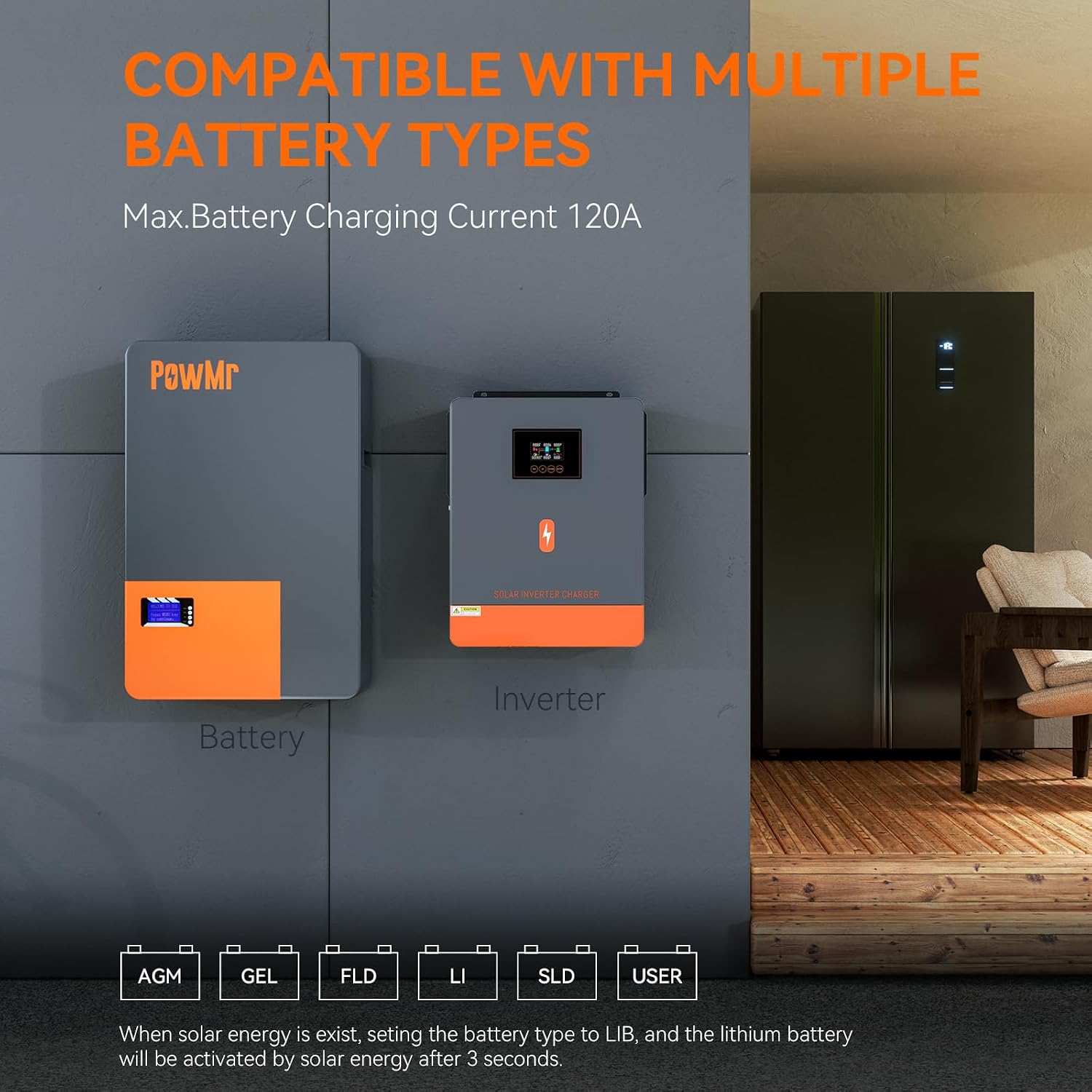 4200W Solar Inverter, 24VDC to 220/230VAC, Off-Grid All-in-One Charger Hybrid Inverter, w/ 120A MPPT Controller, Max PV Array 6200W, Max PV Array 500Vdc, for 24V Lead Acid & Lithium Battery, Home, RV
