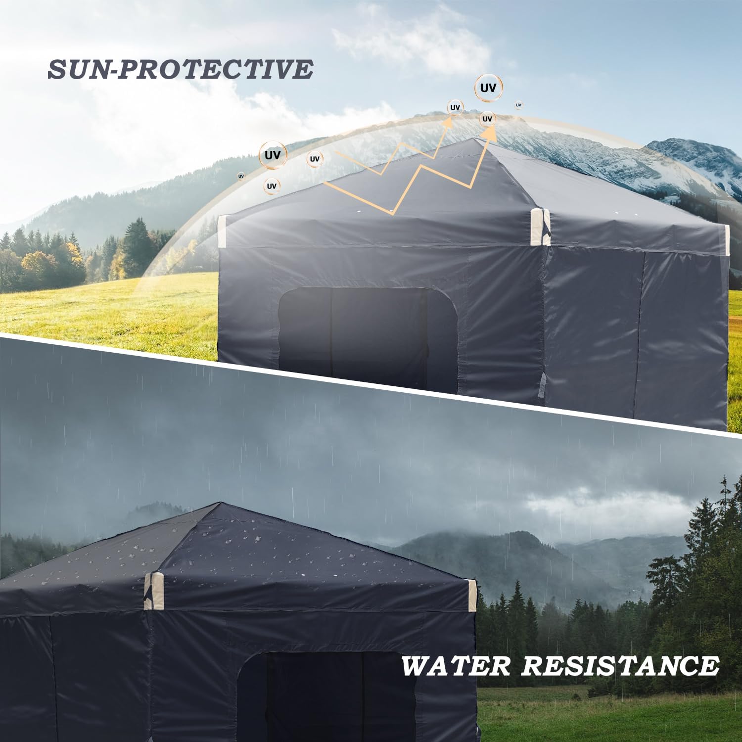 Aoodor 10x10 FT Pop-Up Canopy Tent with Roller Bag and Curtain - Portable Instant Shade, Sturdy Iron Frame, Water-Resistant 210D Oxford Fabric, UV Protection, Ideal for Camping and Outdoor Events