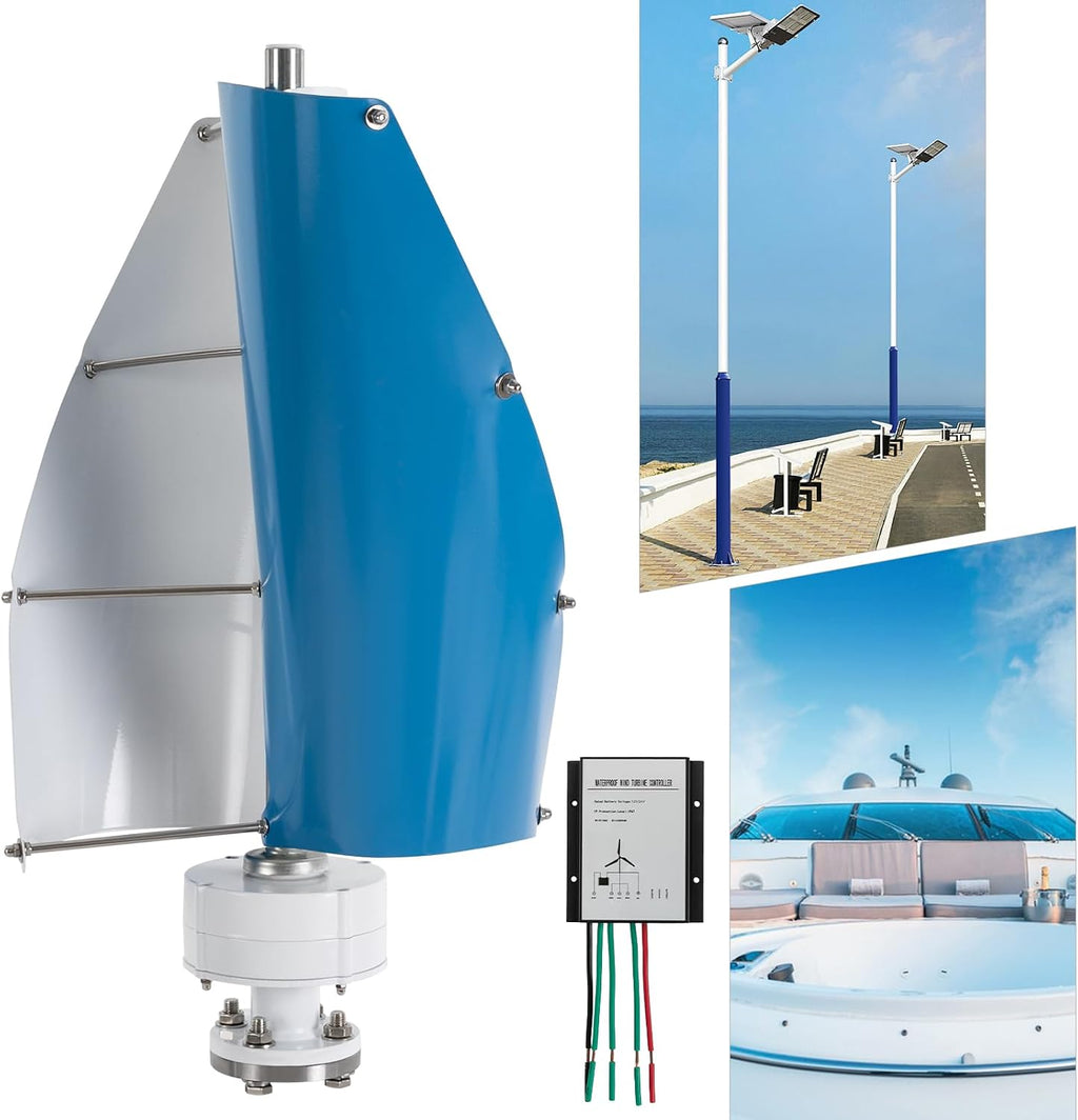 Wind Generator, 100W 12V Vertical Wind Turbine Generator Vertical Axis Wind Turbine Vertical Wind Generators Kit Wind Power Generators w/Controller for Home, Business, Ships