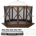 Hipicute 10x10ft Pop Up Gazebo Screen Tent with Mosquito Netting, 6 Sided Pop-Up Canopy Shelter Tent with Carrying Bag and Ground Stakes for Outdoor Camping, Lawn and Backyard