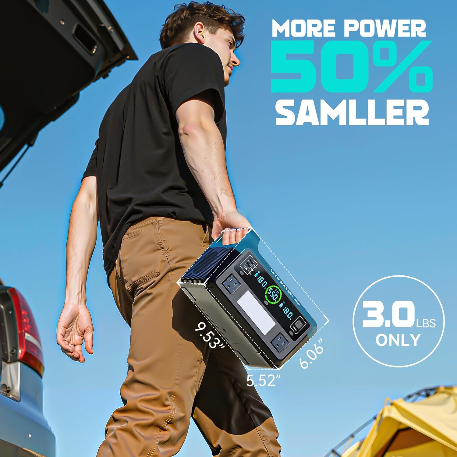 LIVOWALNY 550W Power Inverter Compatible with Makita 18V Battery, DC 18V to AC 110-120V Pure Sine Wave Power Station with 2 AC Outlets, 2 USB-A & 1 Type-C, for Camping Power Outage (No Battery)