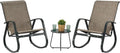 Kozyard 3-Piece Outdoor Rocking Chair Set, Patio Bistro Set 2 Sling Rockers with Side Table, Powder-Coated Aluminum Frame, Breathable Textilene Fabric for Porch, Garden, Balcony Beige