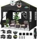 COBIZI 10x10 Pop Up Canopy Tent with 4 Removable Sidewalls, One Push Party Tent Outdoor Waterproof Event Canopy with Air Vent for Parties Commercial Wedding, 3 Height, Carry Bag, Sandbag, Black