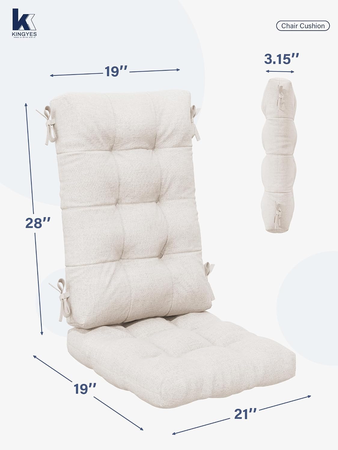 KINGYES Oversized Outdoor Rocking Chair with Cushion, All-Weather Patio Rocking Chairs, HDPE Porch Rocker for Adults, 350 lbs Capacity, Black Chair with Beige Cushion