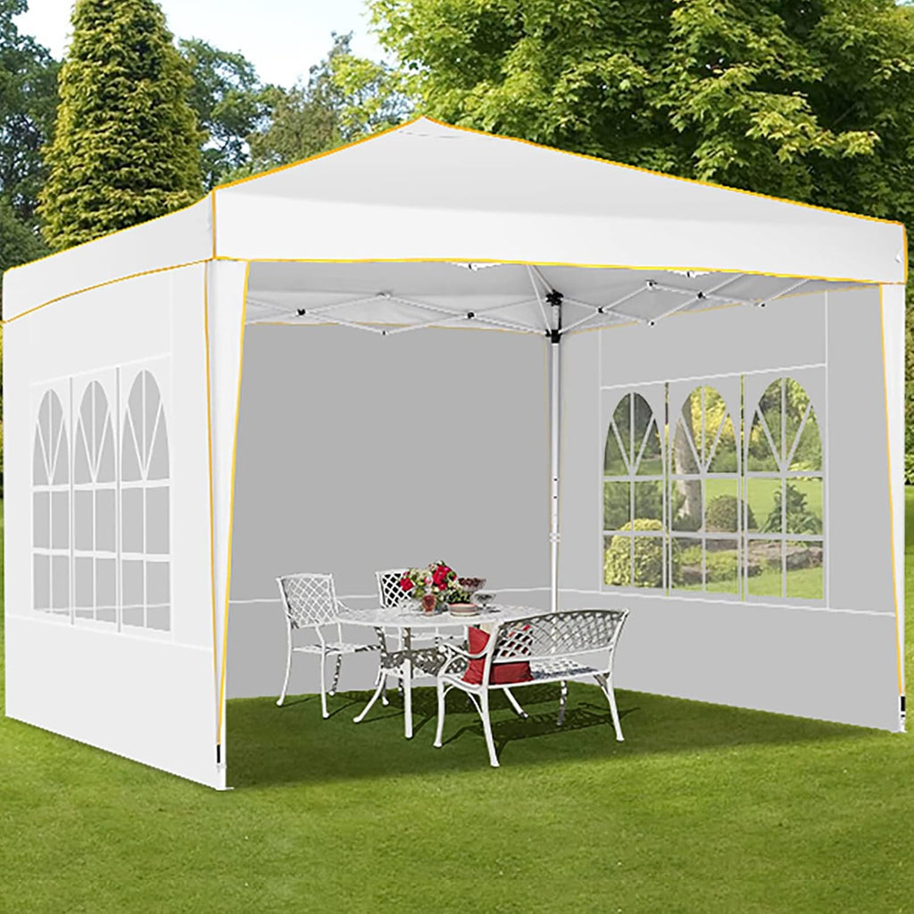 COBIZI 10x10 Pop up Canopy, Canopy Tent 10x10 Gazebos, Ez up for Parties Beach Camping Party Event Shelter Sun Shade with 4 Sidewalls & Carry Bag 4 Stakes & Ropes & Sandbags, White