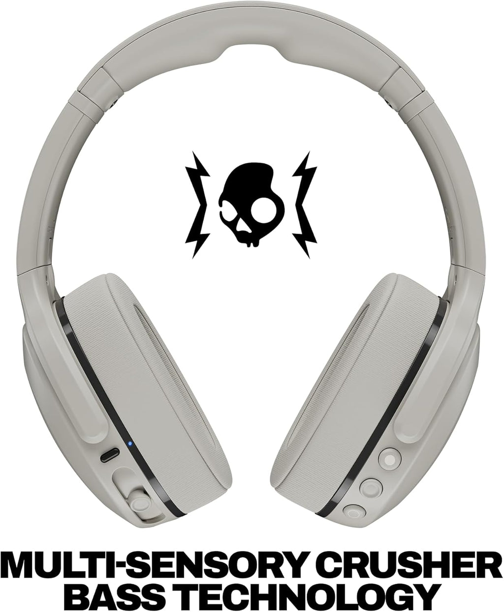 Skullcandy Crusher 540 Active Wireless Bluetooth Headphones with Multi-Sensory Bass, Noise Isolating Over-Ear Fit, Sweat and Water Resistant, 40 Hours Battery, Microphone for iPhone Android - Concrete