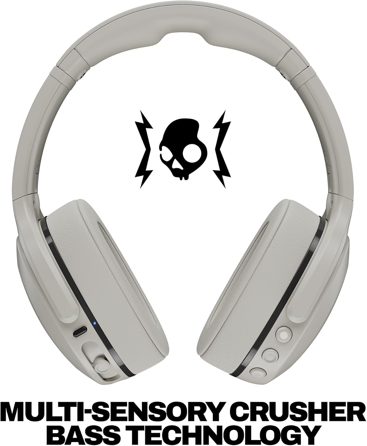 Skullcandy Crusher 540 Active Wireless Bluetooth Headphones with Multi-Sensory Bass, Noise Isolating Over-Ear Fit, Sweat and Water Resistant, 40 Hours Battery, Microphone for iPhone Android - Concrete