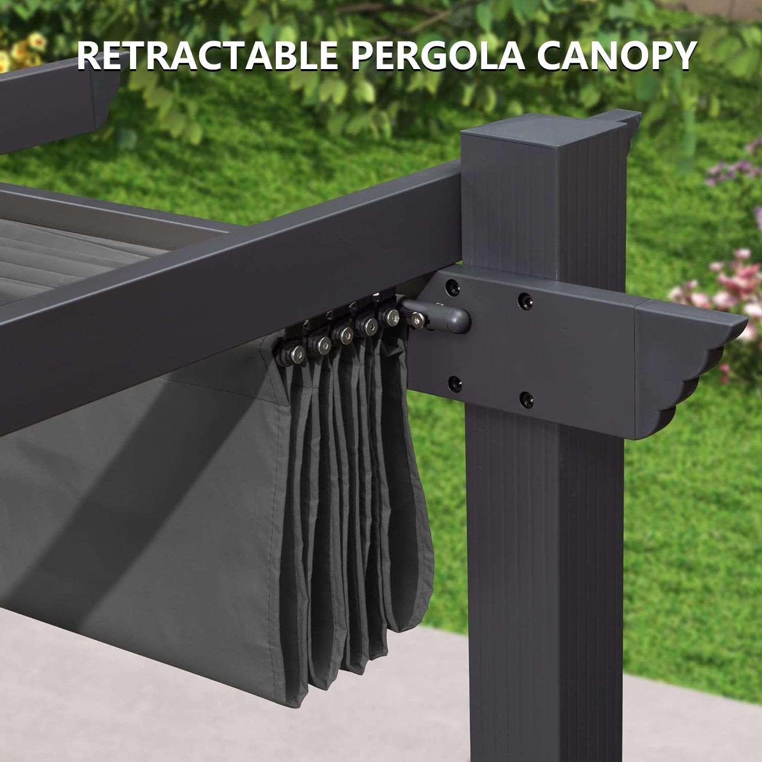 Pergola Shade Cover Replacement Canopy Top Compatible with 10 X 12 ft 6-Bar Pergola Frames - Gray (Canopy Size 116' W x 120' L, Canopy Top Only)