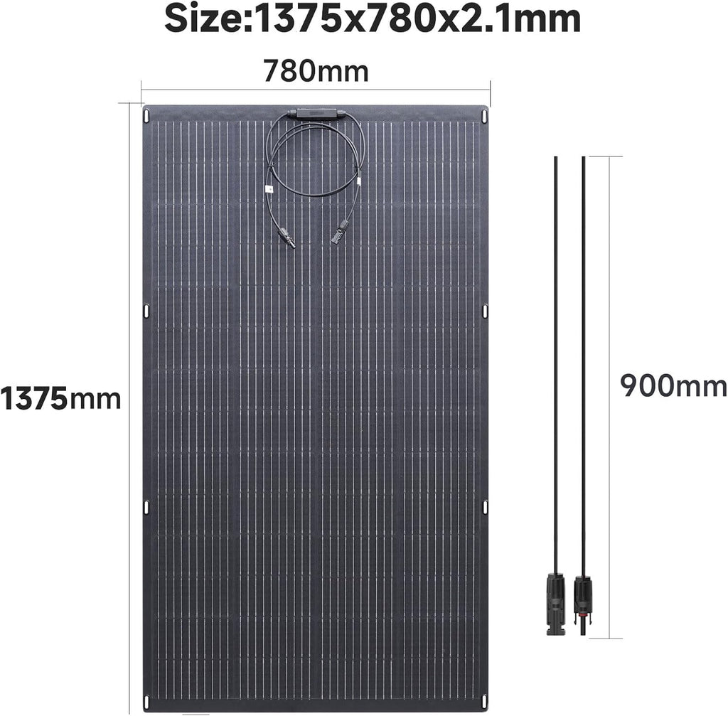 ALLPOWERS SF200 200W Flexible Solar Panel, Ultra-Thin 3mm Bendable Monocrystalline Solar Charger, 25% Efficiency IP68 Waterproof for RV Roof, Camping, Marine Use